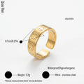 QIAOREN 14304-13 Women's Stainless Steel Vintage Bird -Face Bow Open Cuff Ring Set Adjustable Stackable 18K Gold Plated
