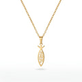 QIAOREN 11681 Boho Beach Fish Necklace 18K Gold Stainless Steel Cutout Letters Vacation Jewelry