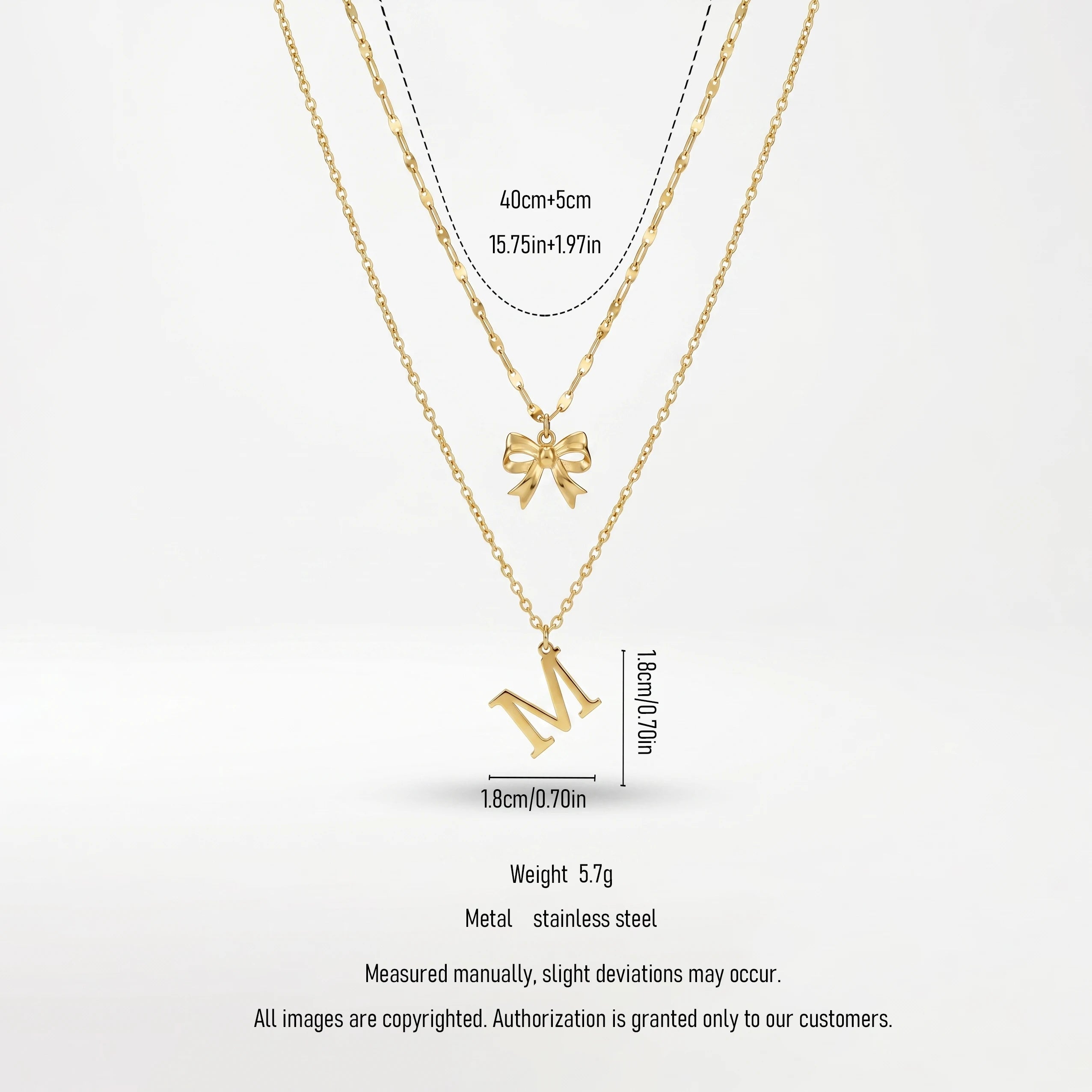 QIAOREN A-Z 26 Letter Bow Initial Necklace Stainless Steel Gold Silver Alphabet Pendant Custom Jewelry