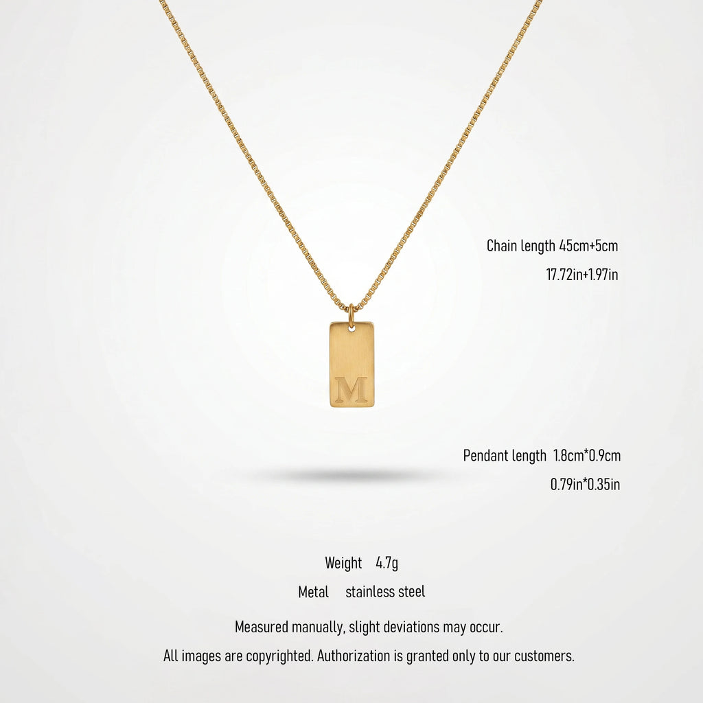 QIAOREN 10816 Tarnish Resistant Gold Plated Stainless Steel Orthodox Letter Pendant Necklace Dainty Box Chain Party Jewelry