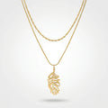 QIAOREN 11928 Elegant Double Layered Stainless Steel Leaf Necklace Gold Snake Twisted Chain  Jewelry Women EU US Hot Sell
