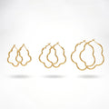QIAOREN 13205 Gold Plated Organic Wave Hoop Earrings for Women Stainless Steel Irregular Statement Fashion Jewelry