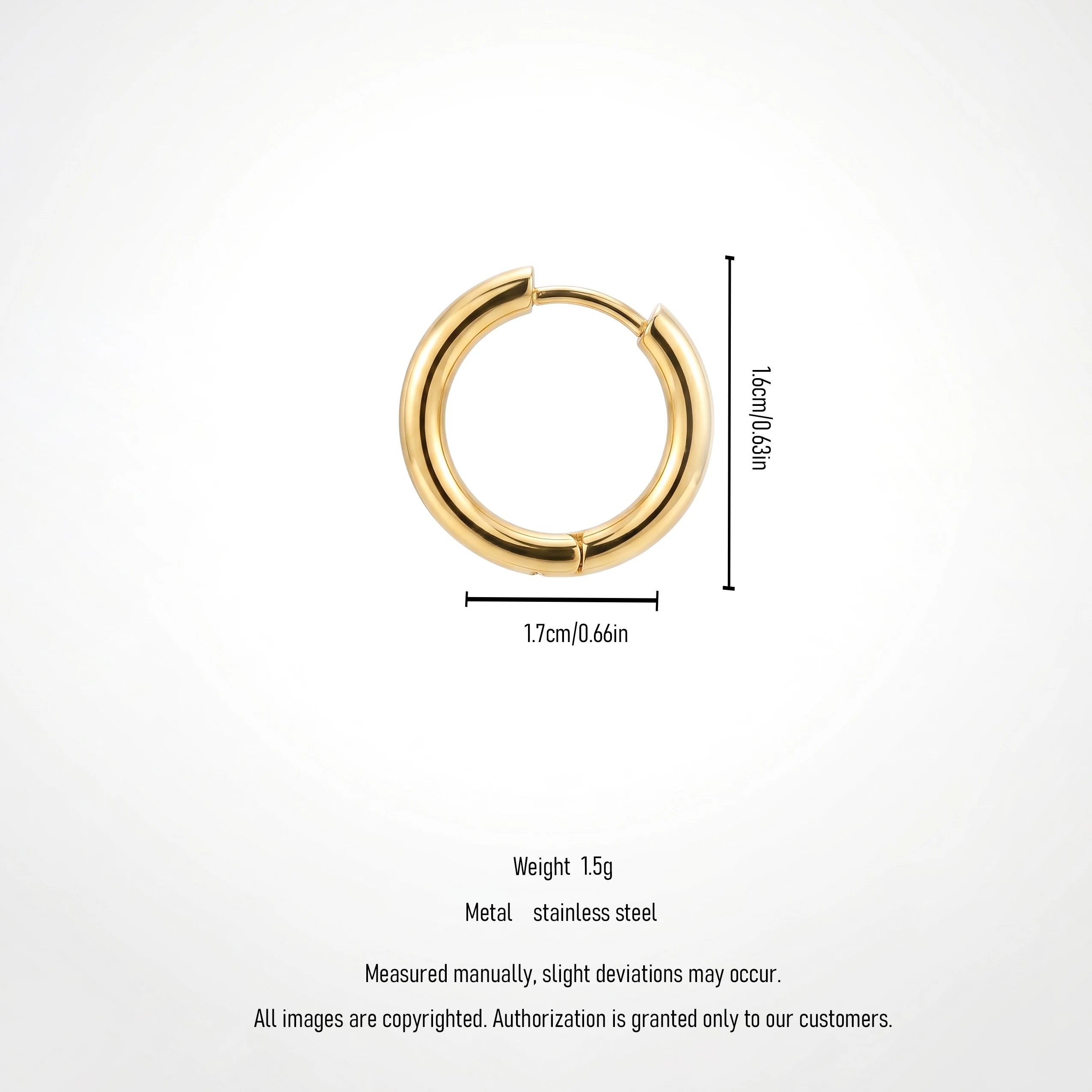 QIAOREN 12591 High Thick Tube Round Huggie Hoop Earrings 18K PVD Gold Stainless Steel Circle Ear Buckle Minimal Jewelry