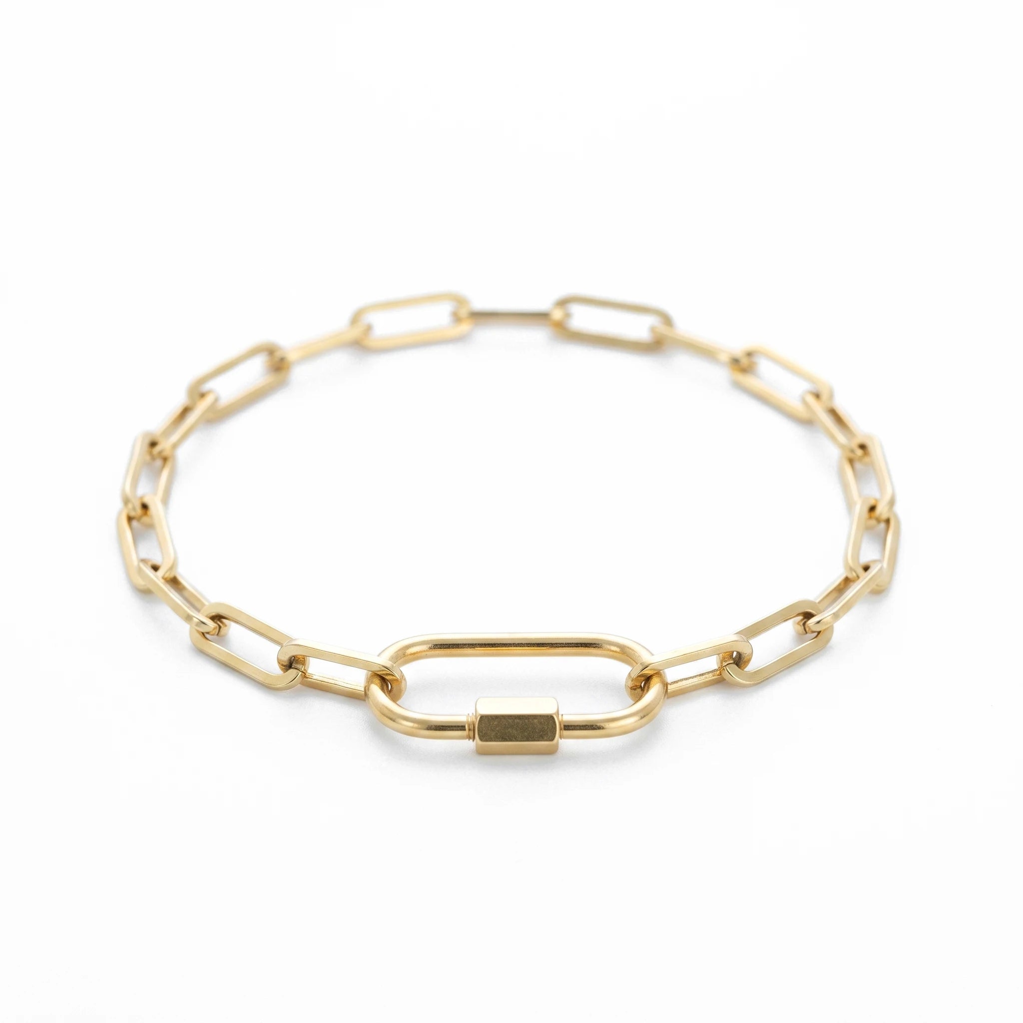 QIAOREN 11049 Minimalist Gold Paperclip Bracelet Stainless Steel Waterproof Chain Bracelet for Women Luxury Style
