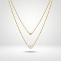 QIAOREN 11237 18K Gold Plated Layered Pearl and Gold Ball Pendant Necklace Stainless Steel Tarnish Free Waterproof Jewelry