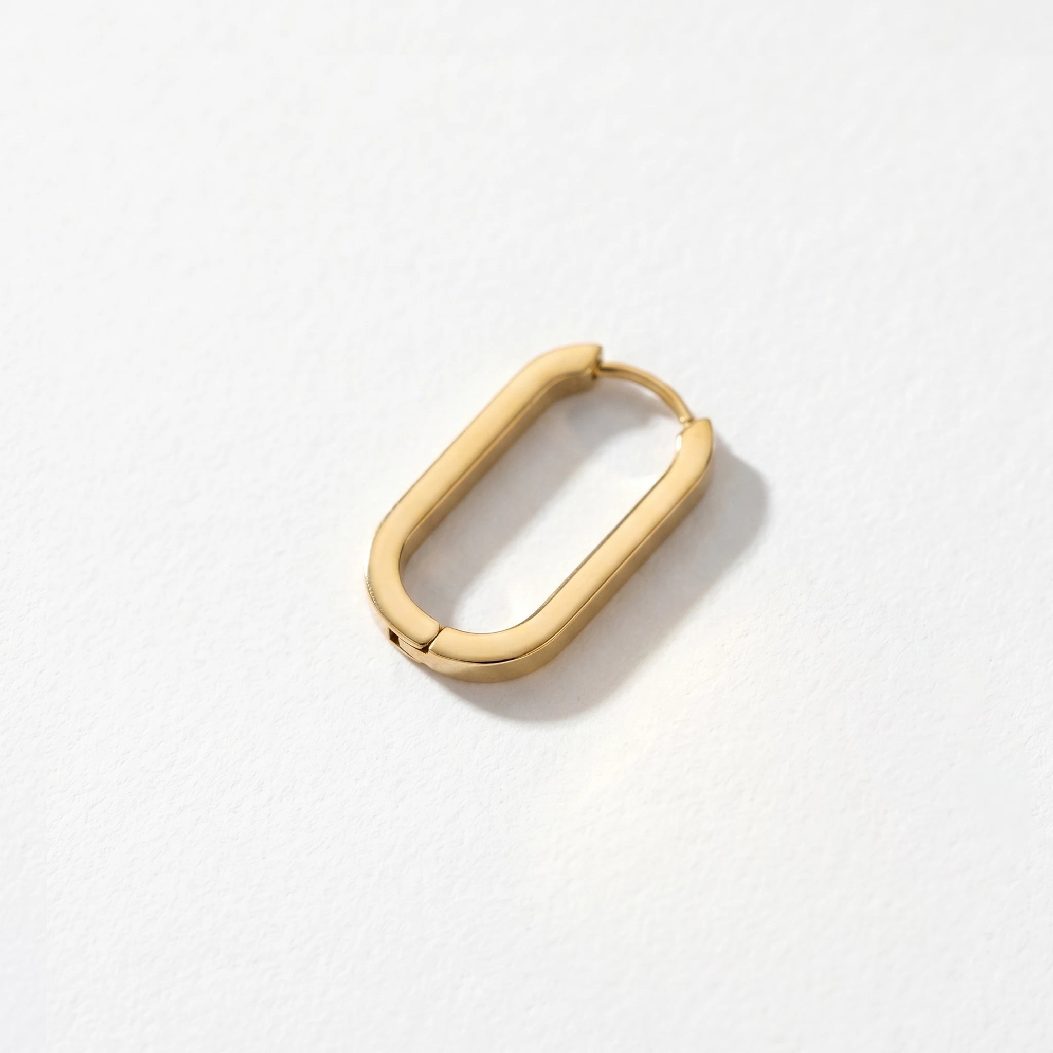 QIAOREN 12605 Matte Finish Elongated Oval Ear Buckle  Stainless Steel 18K Gold Huggie Hoops Anti-allergy Minimal Accessory