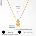 QIAOREN 14376 Cute 3D Teddy Bear Pendant Snake Chain Necklace, Stainless Steel Necklace Jewelry Gift for Daily Fashion Outfits