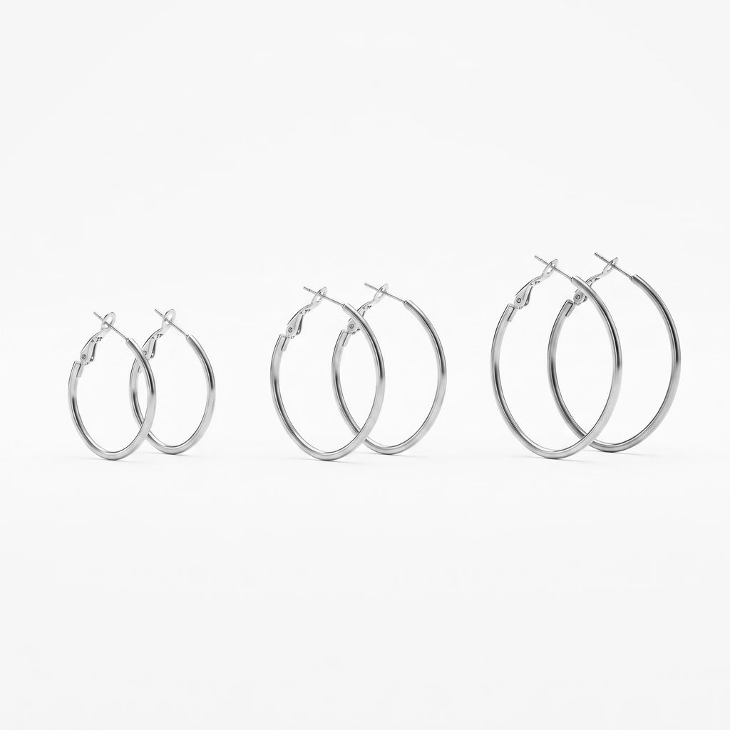 QIAOREN 13209 Gold Plated Thin Hoop Earrings for Women Stainless Steel Lightweight Round Minimalist Fashion Jewelry