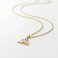 QIAOREN 12818 Waterproof 18K Gold Blue Enamel Triangle Necklace Surgical Steel Non Fading Spiritual Charm Jewelry Gift