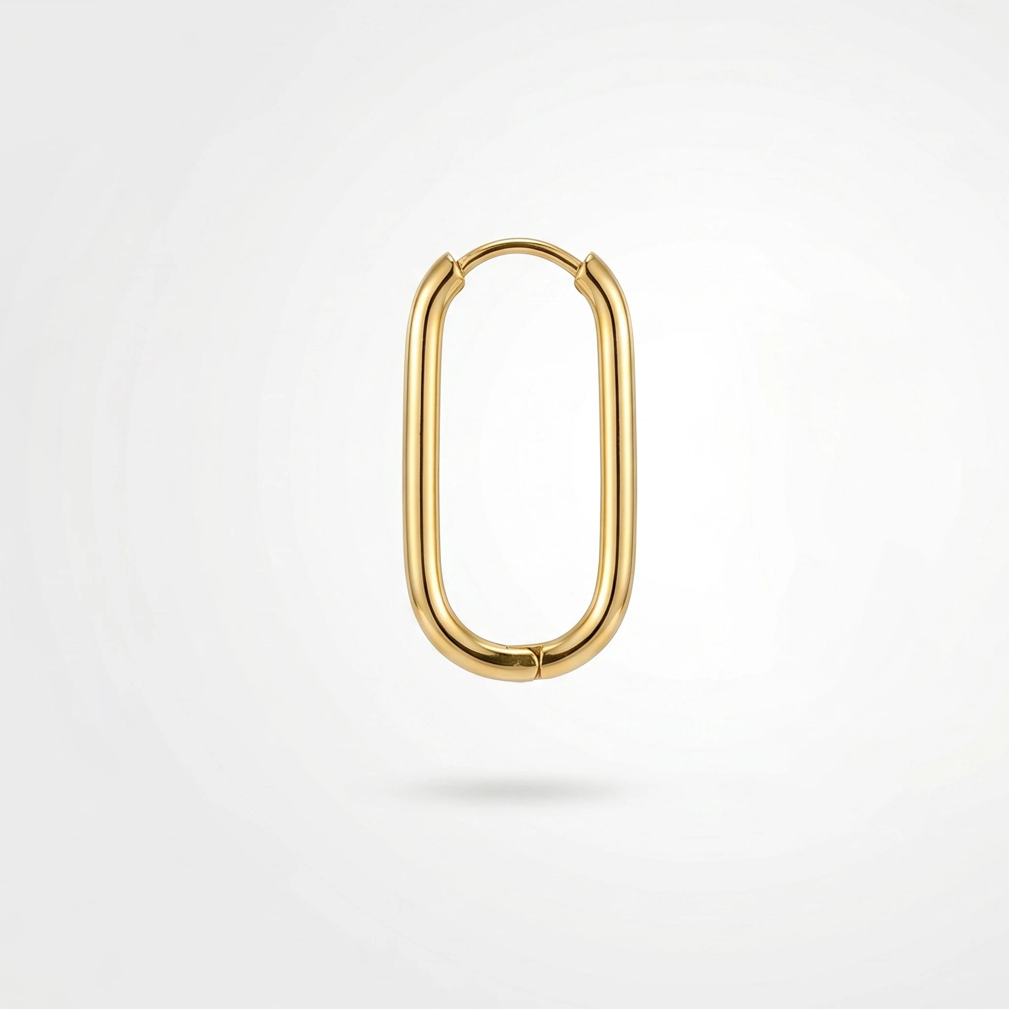 QIAOREN 12601 High Polished Long Oval Tube Ear Buckle Waterproof Stainless Steel 18K Gold  Hoops Anti-allergy Trendy Accessory