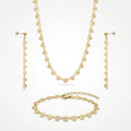 QIAOREN 11581 18K Gold Plated Stainless Steel Heart Jewelry Set Women Hollow Necklace Bracelet Dangle Earrings 3PCS