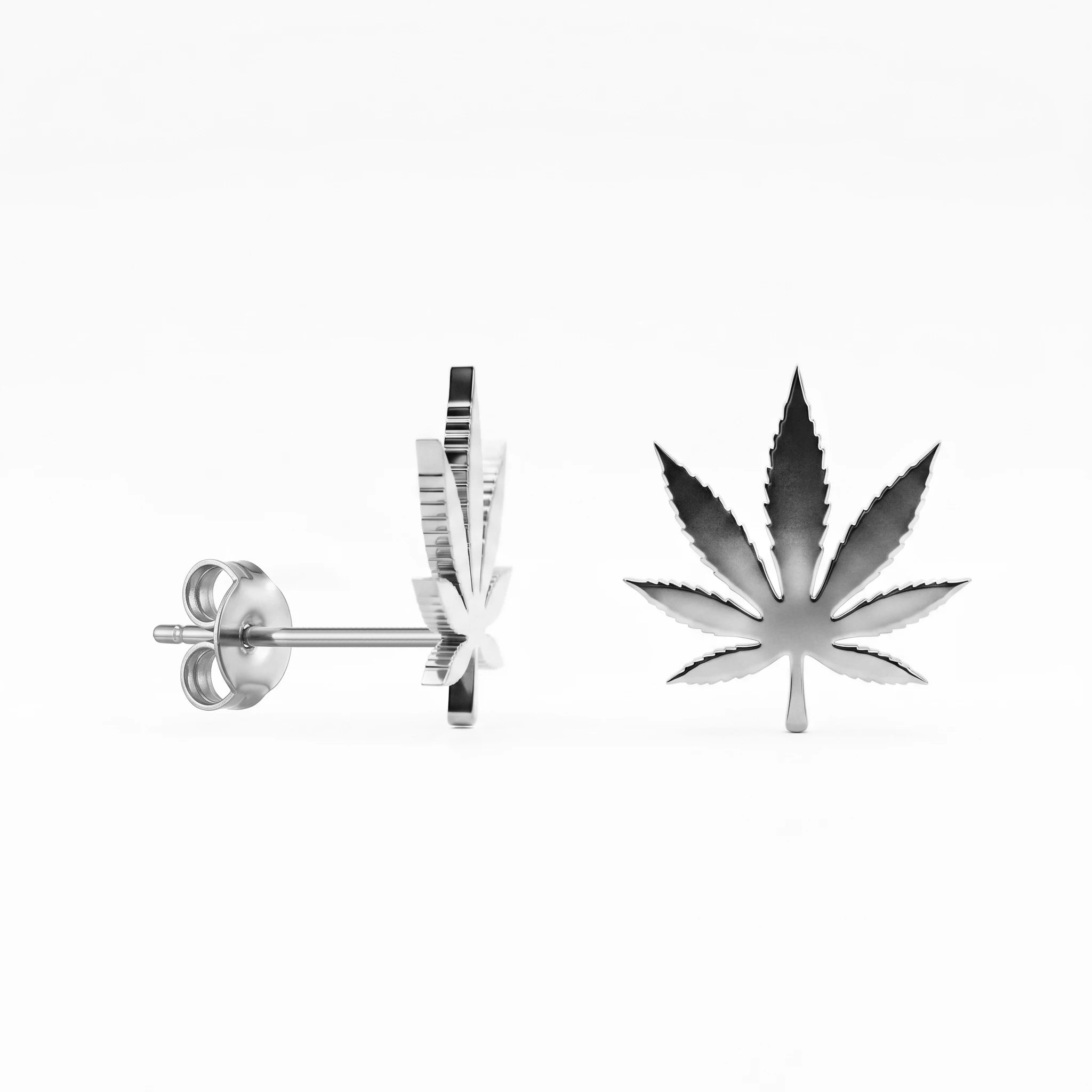 QIAOREN 10967 18K Gold Plated  Leaf Stud Earrings, Stainless Steel Boho Statement Jewelry