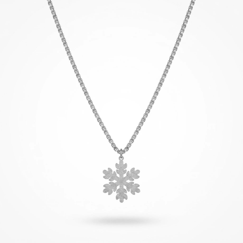 QIAOREN 11810 Waterproof Matte Snowflake Box Chain Necklace 18K Gold Stainless Steel All-Season Beach & Daily Use Jewelry
