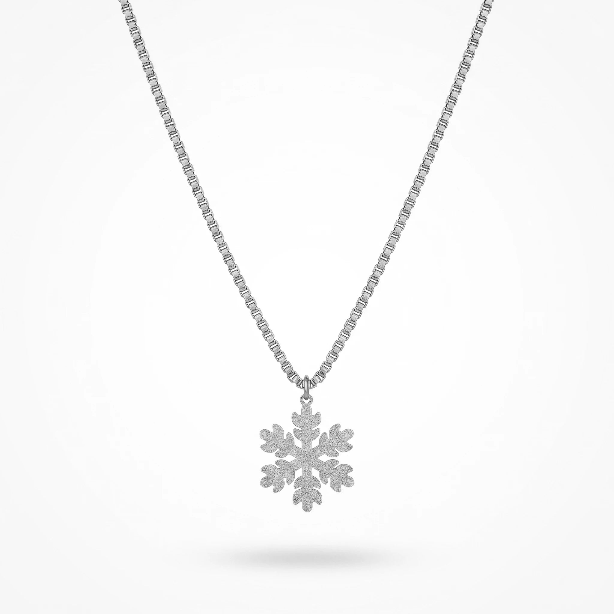 QIAOREN 11810 Waterproof Matte Snowflake Box Chain Necklace 18K Gold Stainless Steel All-Season Beach & Daily Use Jewelry