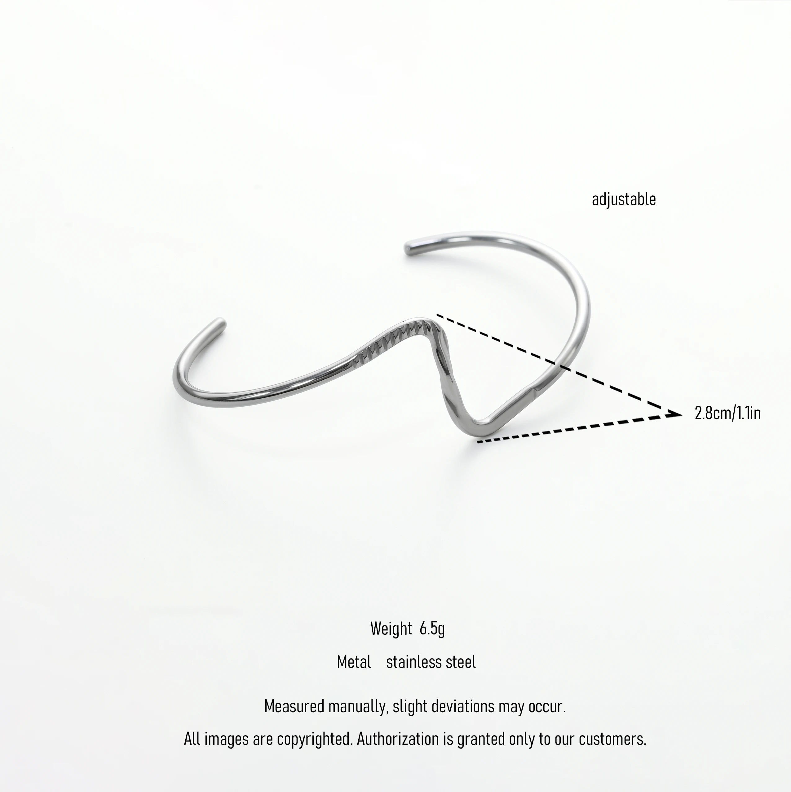 QIAOREN 12774 Trend Heart Outline Thin Wire Open Bangle Stainless Steel Silver Adjustable Minimal Daily Wrist Jewelry