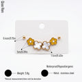 QIAOREN 14506 Stainless Steel Yellow Flower White Quartz Clover Tiny Ball Studs Multi Pack Daily Fashion Jewelry Gift