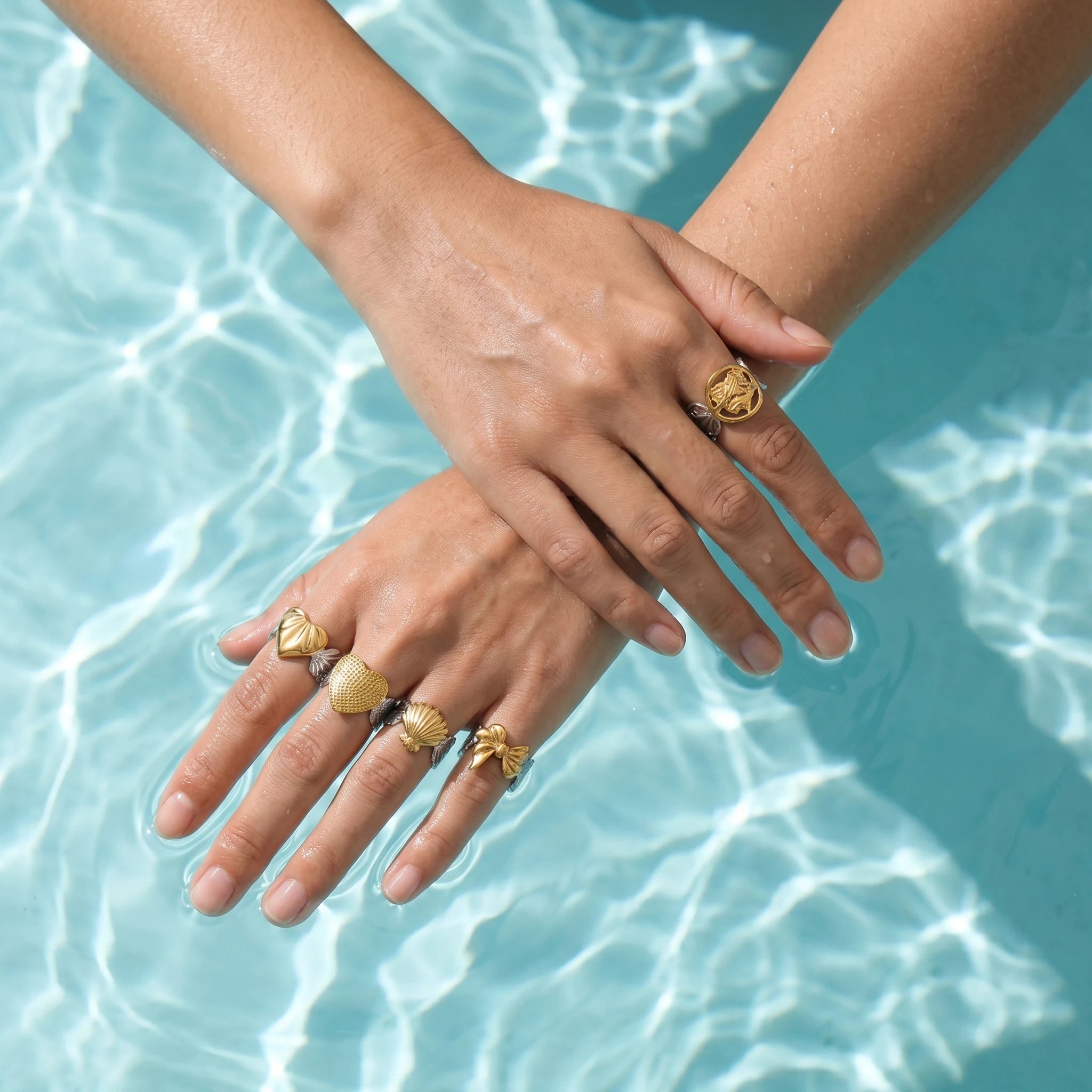 QIAOREN 13026-30 Gold Silver Plated Adjustable Open Stack Ring Set for Women Minimalist Geometric Statement Rings