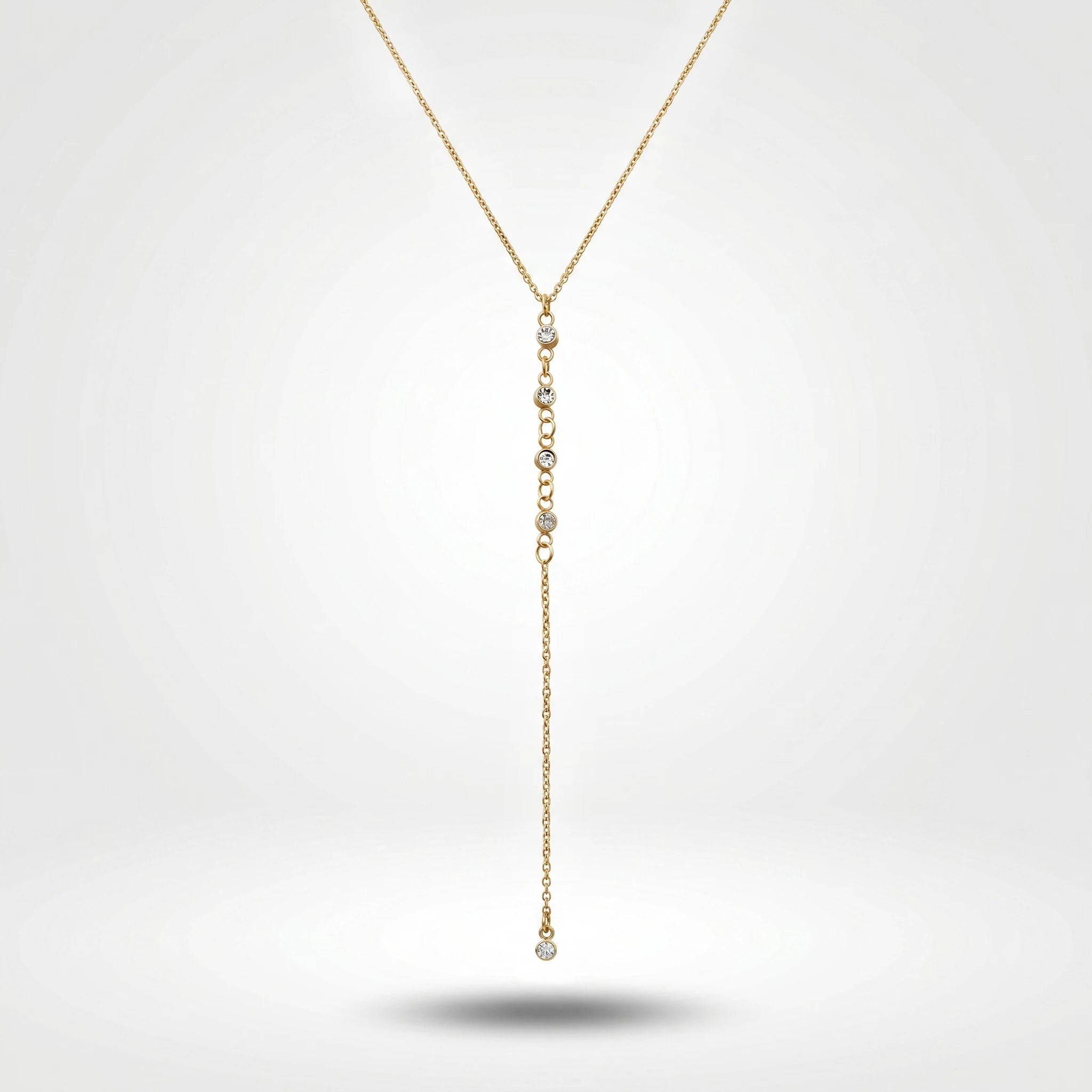 QIAOREN 10796 Minimalist Trendy Lariat Y Necklace Stainless Steel Gold Plated Non-Tarnish Layerable Unisex Daily Wear Jewelry