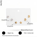 QIAOREN 14493 Moon Star Stainless Steel Cz Tiny Ear Stud Stud Earrings Set, , Gold Multi Style Mini Cartilage Earrings Jewelry