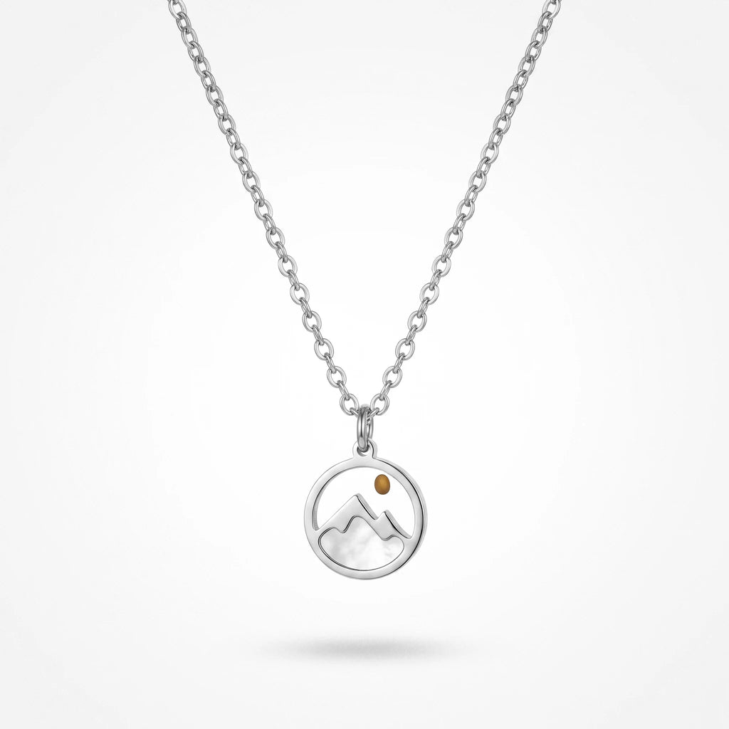 QIAOREN 13422 Stainless Steel Mountain Pendant Necklace Minimalist Nature Jewelry Outdoor Hiking Jewelry for Women