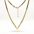 QIAOREN 10586 V Shape Snake Chain Necklace 18K Gold Plated Stainless Steel Waterproof Tarnish Free Jewelry for Women Party