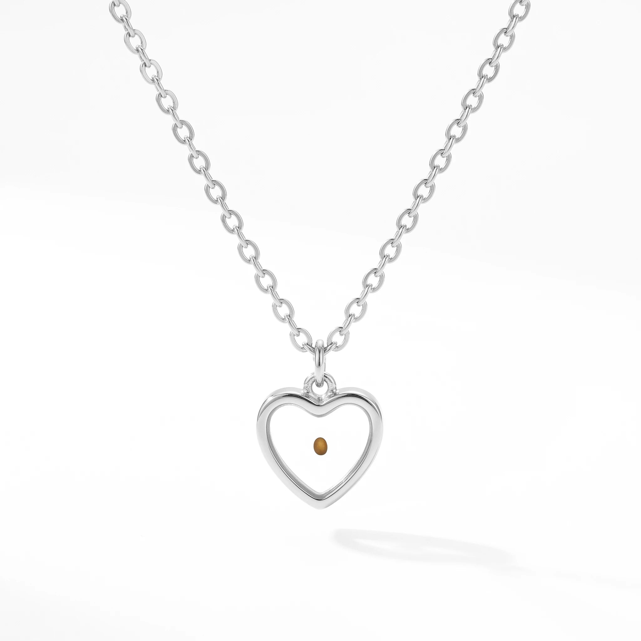 QIAOREN 13416 Stainless Steel Mustard Seed Heart Necklace Faith Christian Pendant Inspirational Jewelry for Women