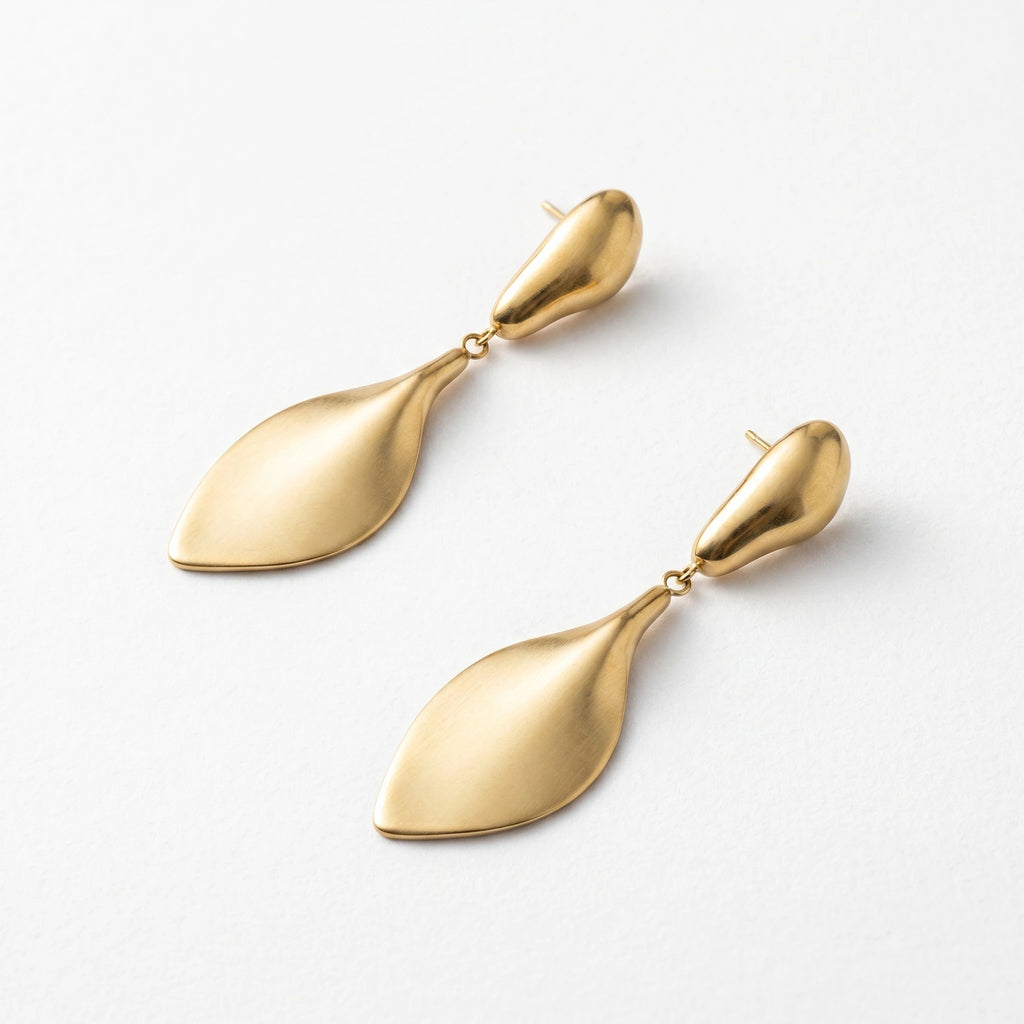 QIAOREN 10909 Wholesale Bulk Stainless Steel Leaf Stud Earrings 18K Gold Silver Hypoallergenic Trendy Party Earrings for Women