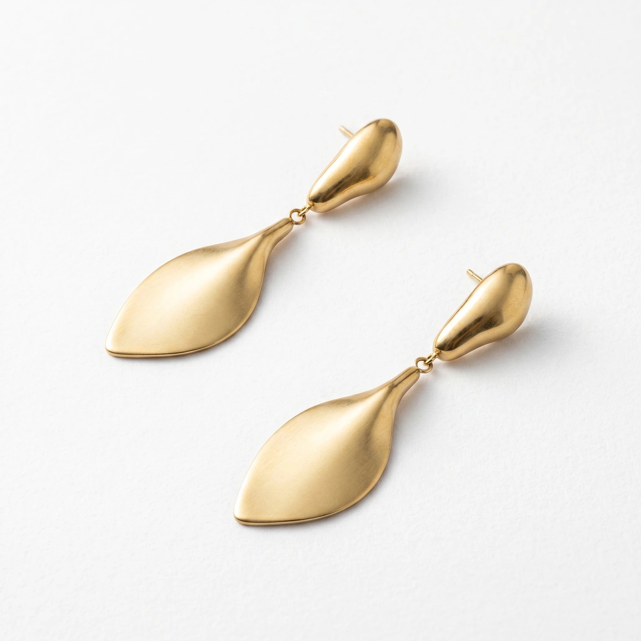 QIAOREN 10909 Wholesale Bulk Stainless Steel Leaf Stud Earrings 18K Gold Silver Hypoallergenic Trendy Party Earrings for Women