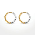 QIAOREN 12755 Stainless Steel Two Tone Twisted Hoop Earrings Silver Gold Mixed Metal Small Huggie Ear Jewelry for Women