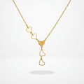 QIAOREN 12884 18K Gold Plated Stainless Steel Heart Y Necklace, Waterproof Tarnish Free Dainty Heart Lariat Jewelry for Her
