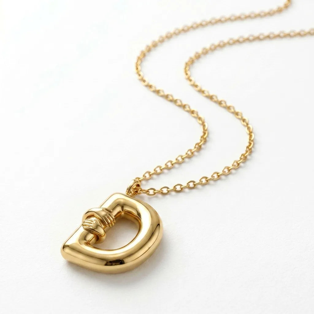 QIAOREN A-Z 26 Letter Initial Necklace Stainless Steel Gold Silver Alphabet Pendant Personalized Name Jewelry Gift for Women