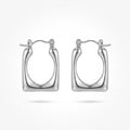 QIAOREN 12532 Bold Rectangular Hoop Earrings Gold Stainless Steel Chunky U Shaped Hoops Women 90s Retro Jewelry US EU