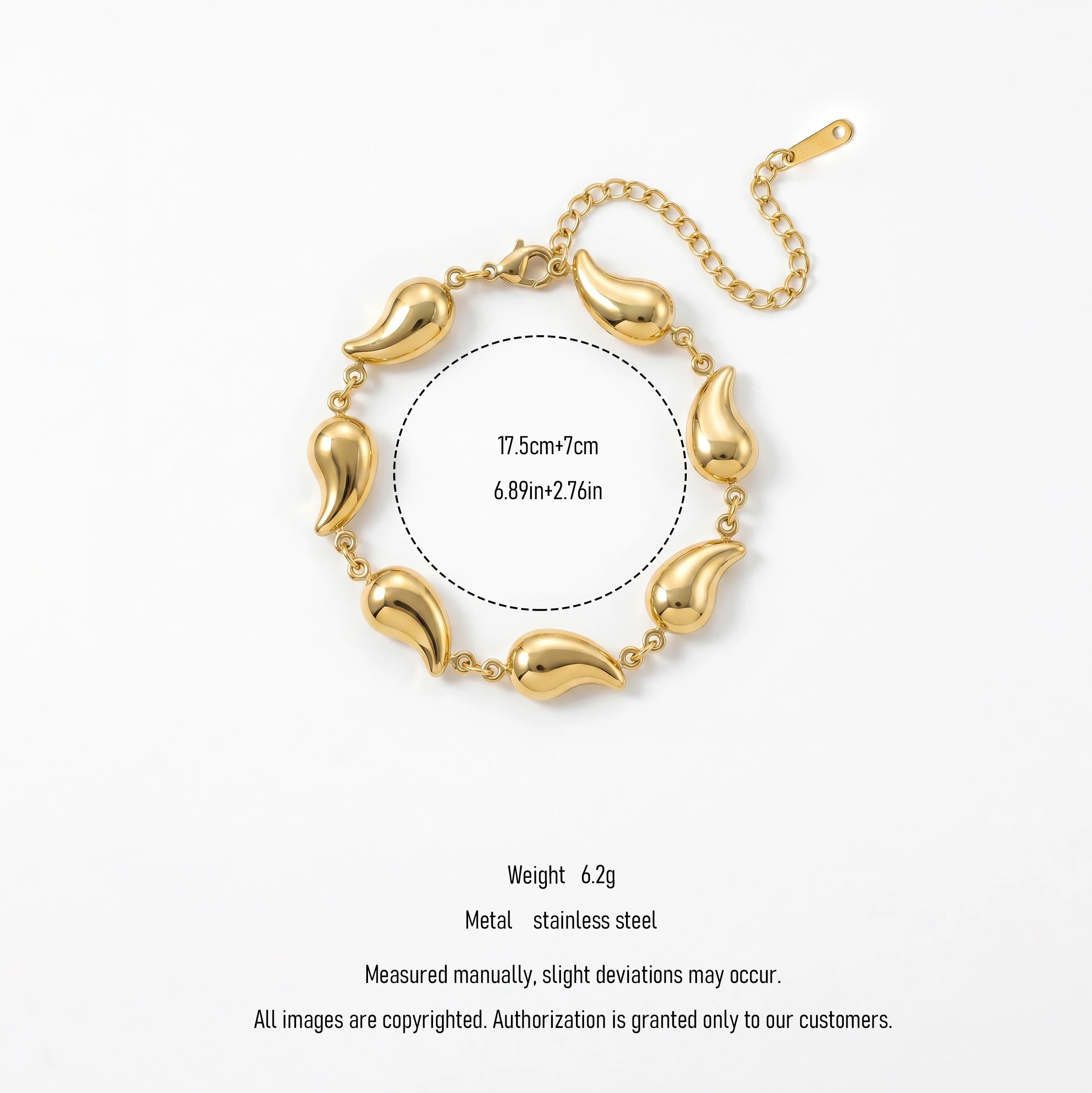 QIAOREN 12031Trend Minimal Jewelry Stainless Steel Solid Curved Horn Bead Bracelet Adjustable Extension Link Chain
