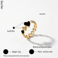 QIAOREN 14175-79 Black Enamel Heart & Sun Open Ring Set, Irregular Love Shape Adjustable Stackable Ring Jewelry Gift