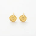 QIAOREN 13246 18K Gold PVD Plated Stainless Steel Plumeria Stud Earrings Polished Five Petal Flower Ear Studs