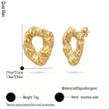 QIAOREN 14065 Hammered Irregular Hollow Oval Stud Earrings, Crinkled Organic Textured Open Ring Ear Stud Jewelry Gift