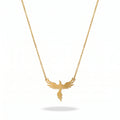 QIAOREN 10853 Stainless Steel Phoenix Pendant Necklace 18K Gold Adjustable Cable Chain Myth Bird Jewelry Gift for Women