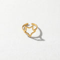 QIAOREN 5Pcs 18K Gold Plated Stainless Steel Open Ring Set, Adjustable Stackable Durable Finger Rings