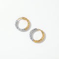 QIAOREN 12424Trendy Mixed Metal Hoop Earrings Two Tone Hammered Stainless Steel Gold Silver Contrast Huggie Hoops Women US EU