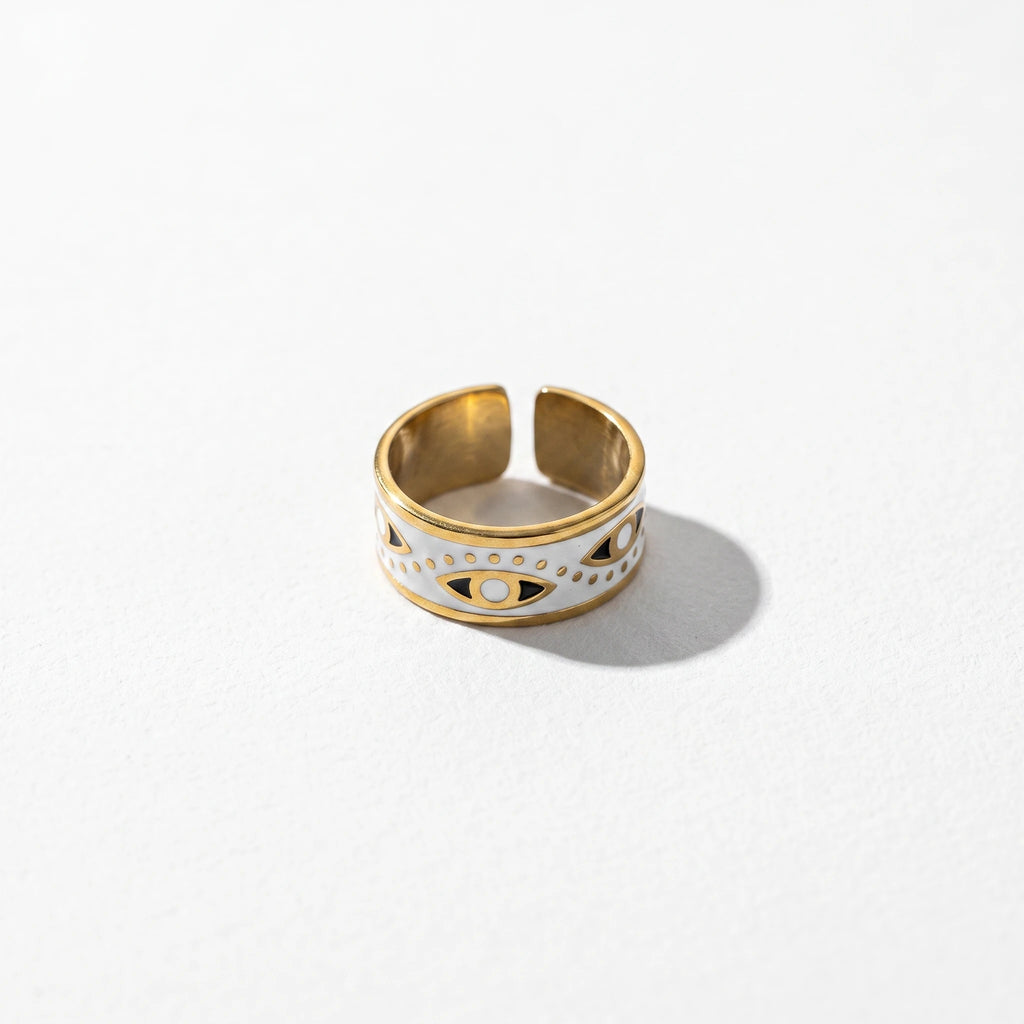 QIAOREN 14190-96 Daisy Pattern Open Ring Set, Multi Style Enamel Adjustable Stackable Ring Jewelry Gift for Daily Fashion