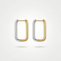 QIAOREN 12449  Elegant Quiet Luxury Two-Tone Geometric Frame Hoop Gold Silver Stainless Steel Statement Jewelry EU