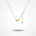 QIAOREN 13803 Oval Link Chain Heart Pendant Necklace with Interlocking Double Circle  & Dangling Single Zircon Drop