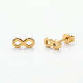 QIAOREN 14012 Solid Hollow Infinity Symbol Stud Earrings, Polished Gold Eternal Love Ear Stud Jewelry Gift