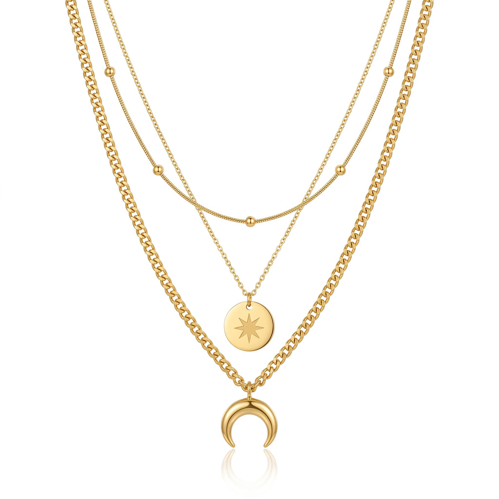 QIAOREN 13480 Vintage Square White Shell Butterfly Pendant Necklace with Beaded Ball Chain, Dainty Gold Neck Jewelry Gift