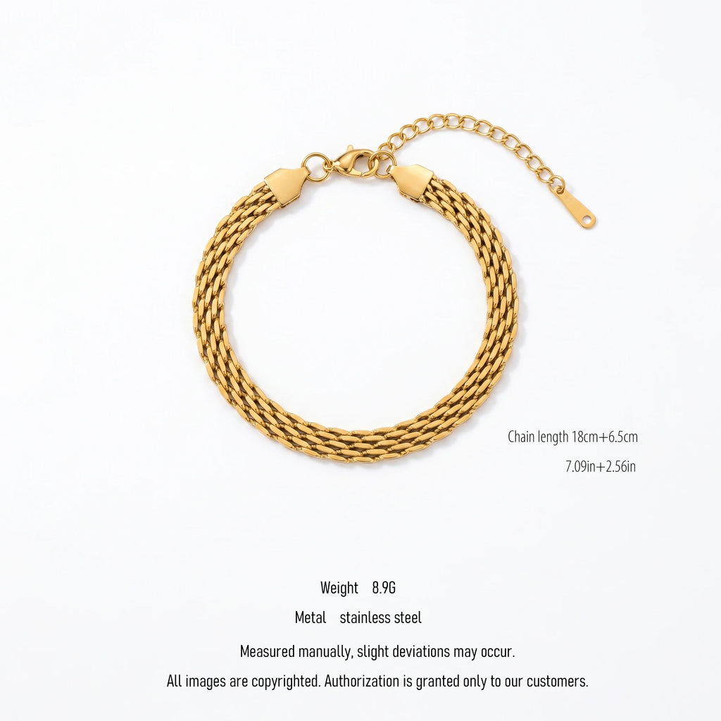 QIAOREN 10664 Chunky Cuban Link Bracelet, 18K Gold Plated Stainless Steel, Anti-Tarnish Bold Statement Jewelry for Women