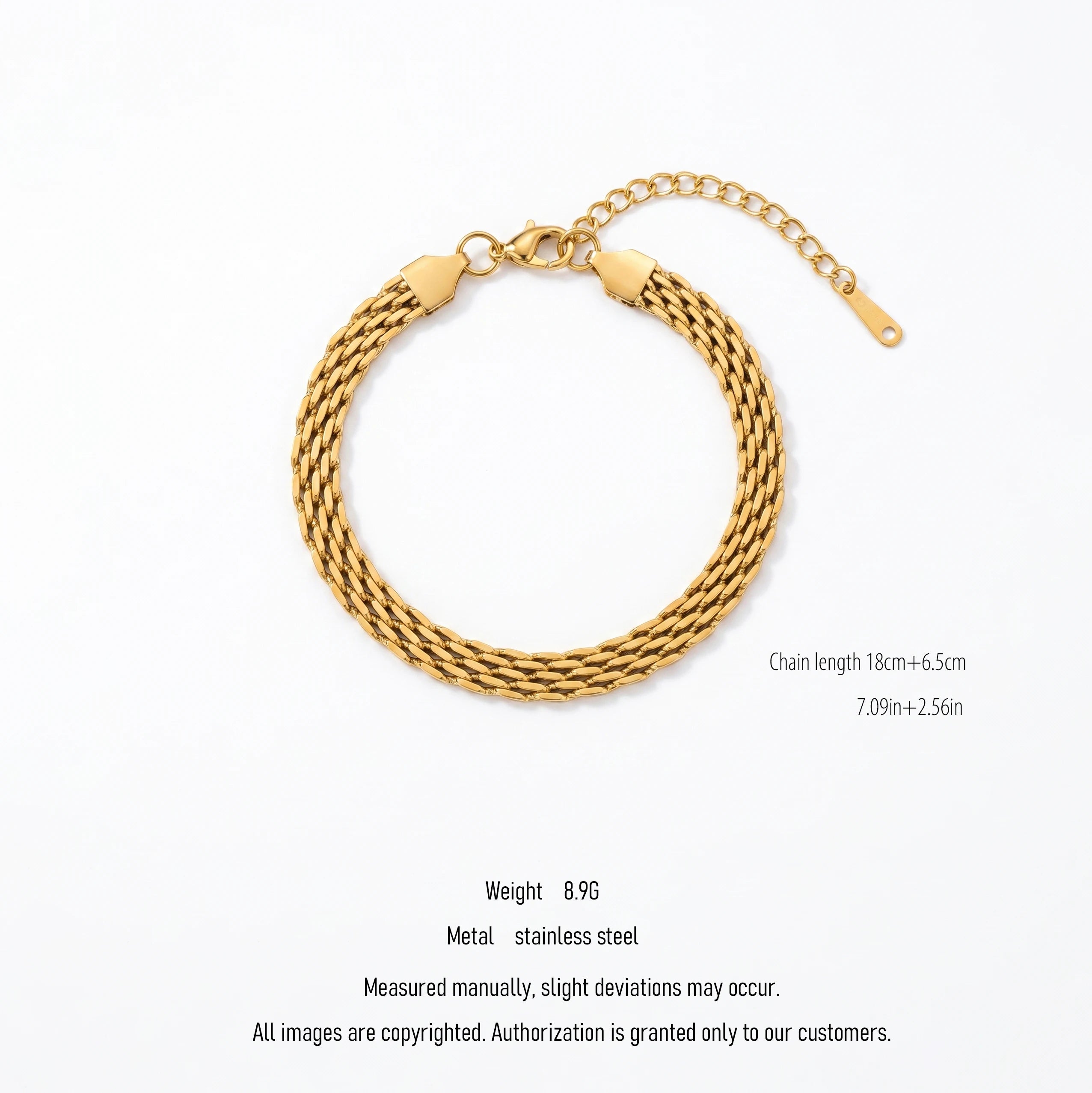 QIAOREN 10664 Chunky Cuban Link Bracelet, 18K Gold Plated Stainless Steel, Anti-Tarnish Bold Statement Jewelry for Women