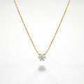 QIAOREN 13169 Stainless Steel Round Cut CZ Solitaire Necklace Gold Plated Minimalist Dainty Pendant Jewelry for Women