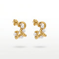 QIAOREN 12513  Twisted Pearl Hoop Earrings Gold Stainless Steel Spiral Entwined C Studs Statement Jewelry Women US