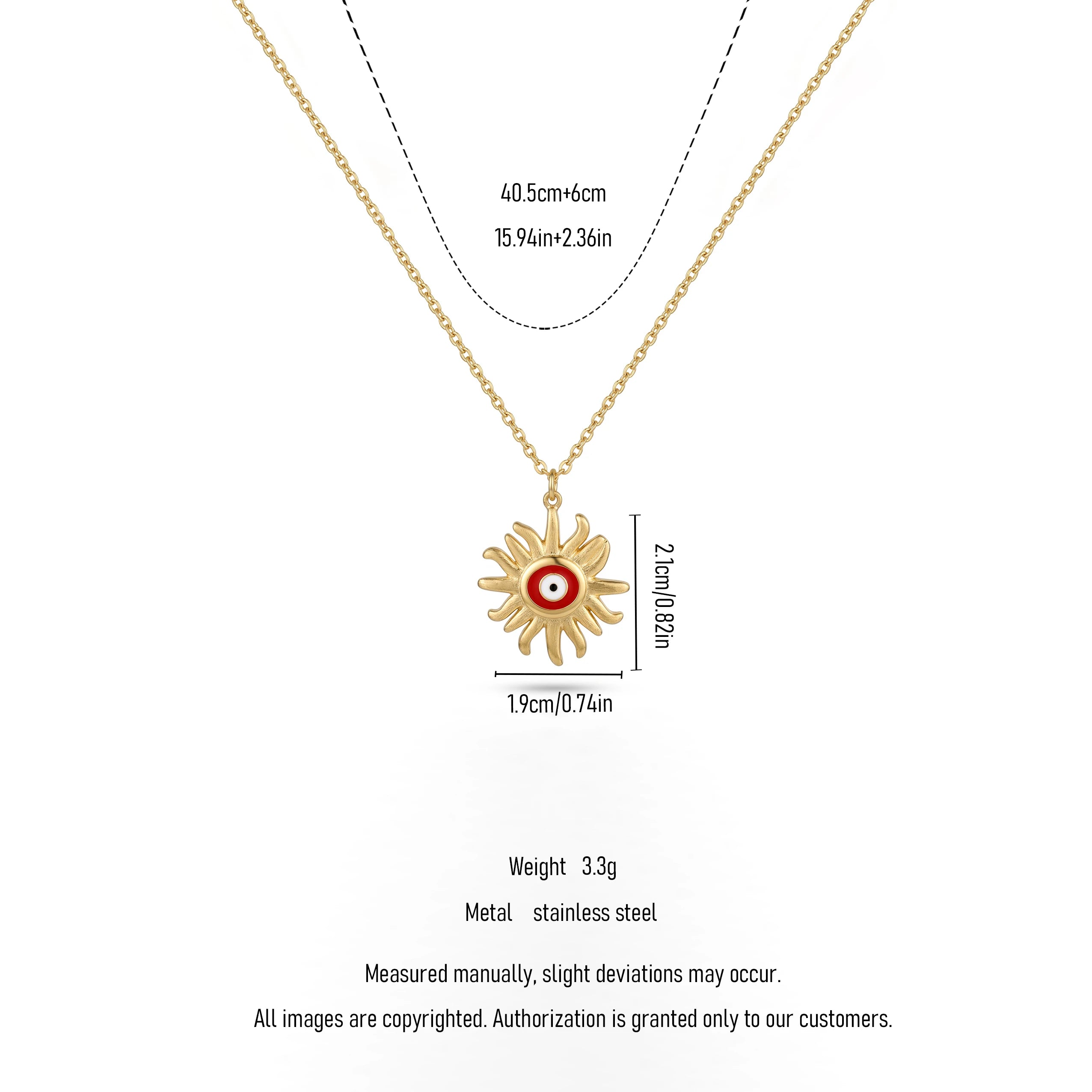 QIAOREN 12817 Premium Solar Nazar Jewelry High Quality PVD Gold Plated Amulet Spiritual Accessory Wholesale Supplier