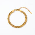 QIAOREN 10664 Chunky Cuban Link Bracelet, 18K Gold Plated Stainless Steel, Anti-Tarnish Bold Statement Jewelry for Women